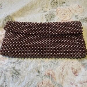 Elegant Brown Beaded Clutch